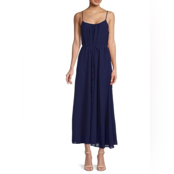 NEW Sam Edelman Royal Blue Belted Maxi Slip Dress Size Extra Small - Picture 1 of 4